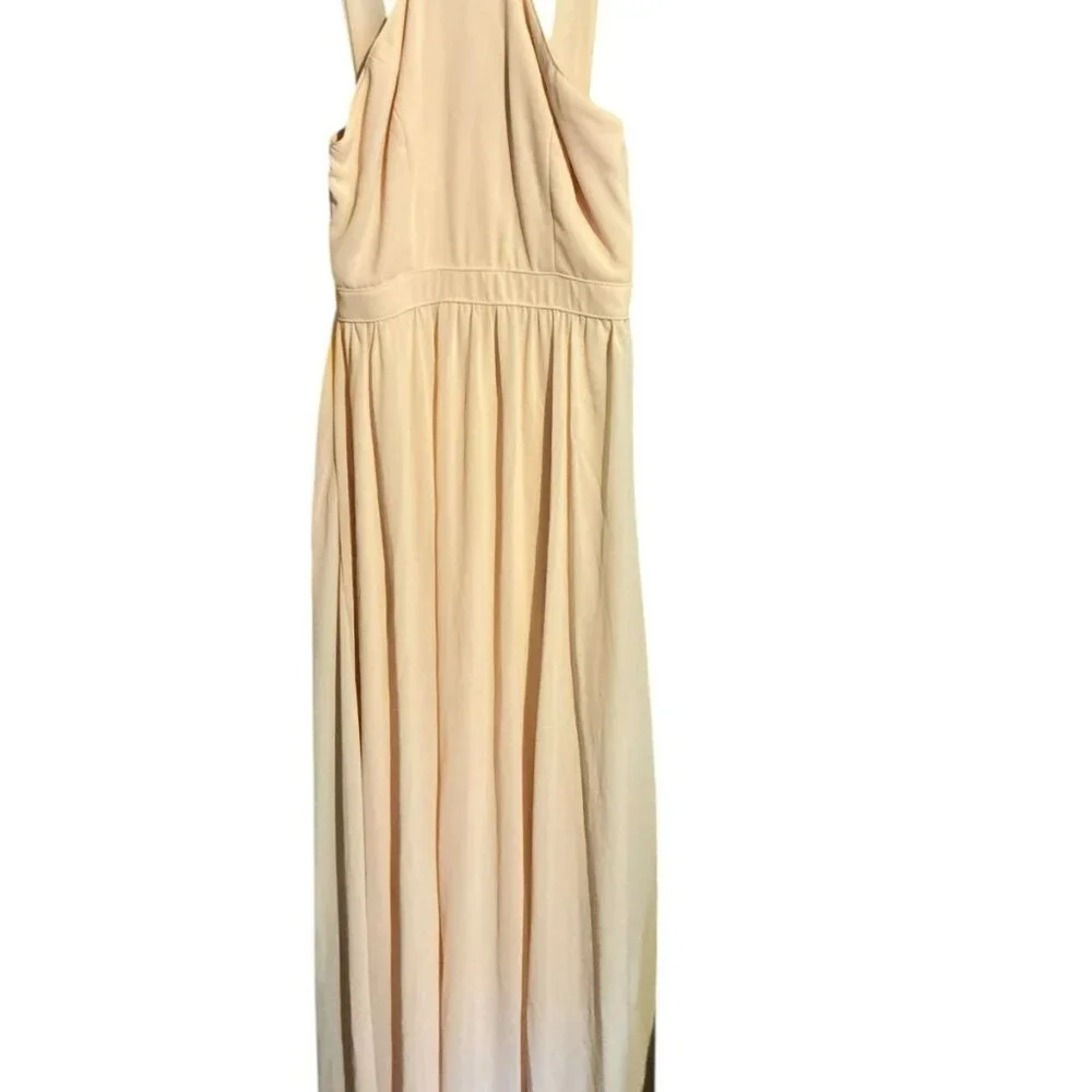Lulus Dress Womens XS Air Of Romance Maxi Light Pink / Taupe Halter Evening Gown - Picture 2 of 4